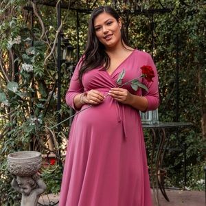 PinkBlush Mauve Sash Tie Wrap Plus Maternity Maxi